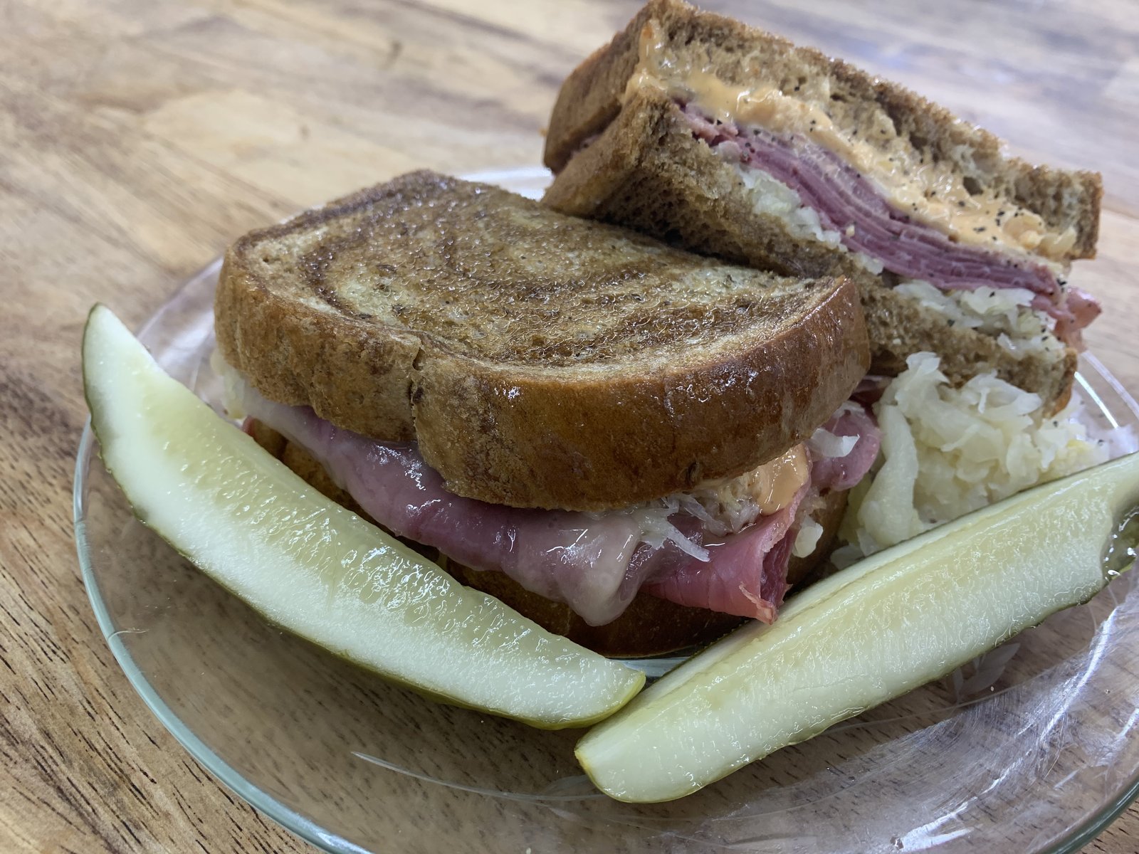 House-smoked Reuben with pasta salad